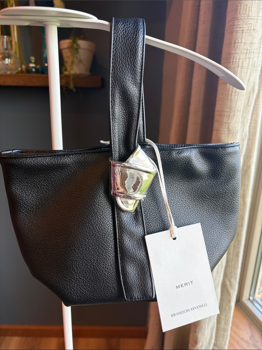 Brandon Maxwell Black Vegan Leather Handle Bag